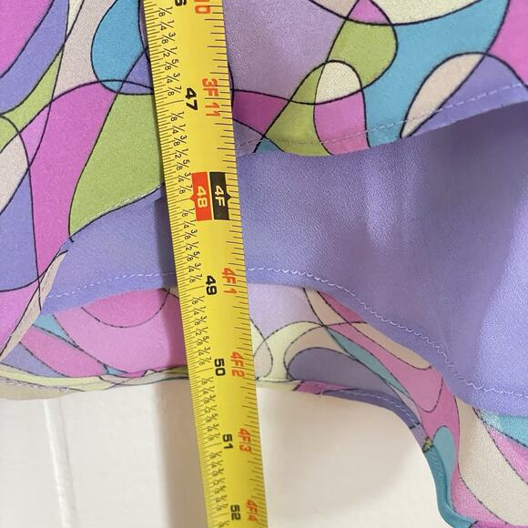 Y2K Flutter Sleeve Tiered Maxi Dress Purple Psychedelic Swirl Ruffle 80s Style M - Picture 6 of 7